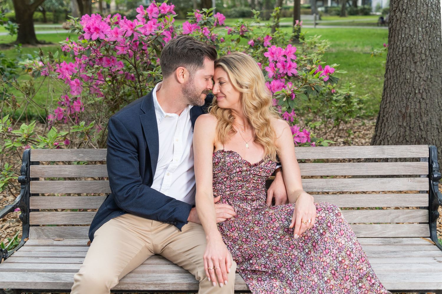 Romantic couples photography photo session Forsyth Park Savannah Georgia