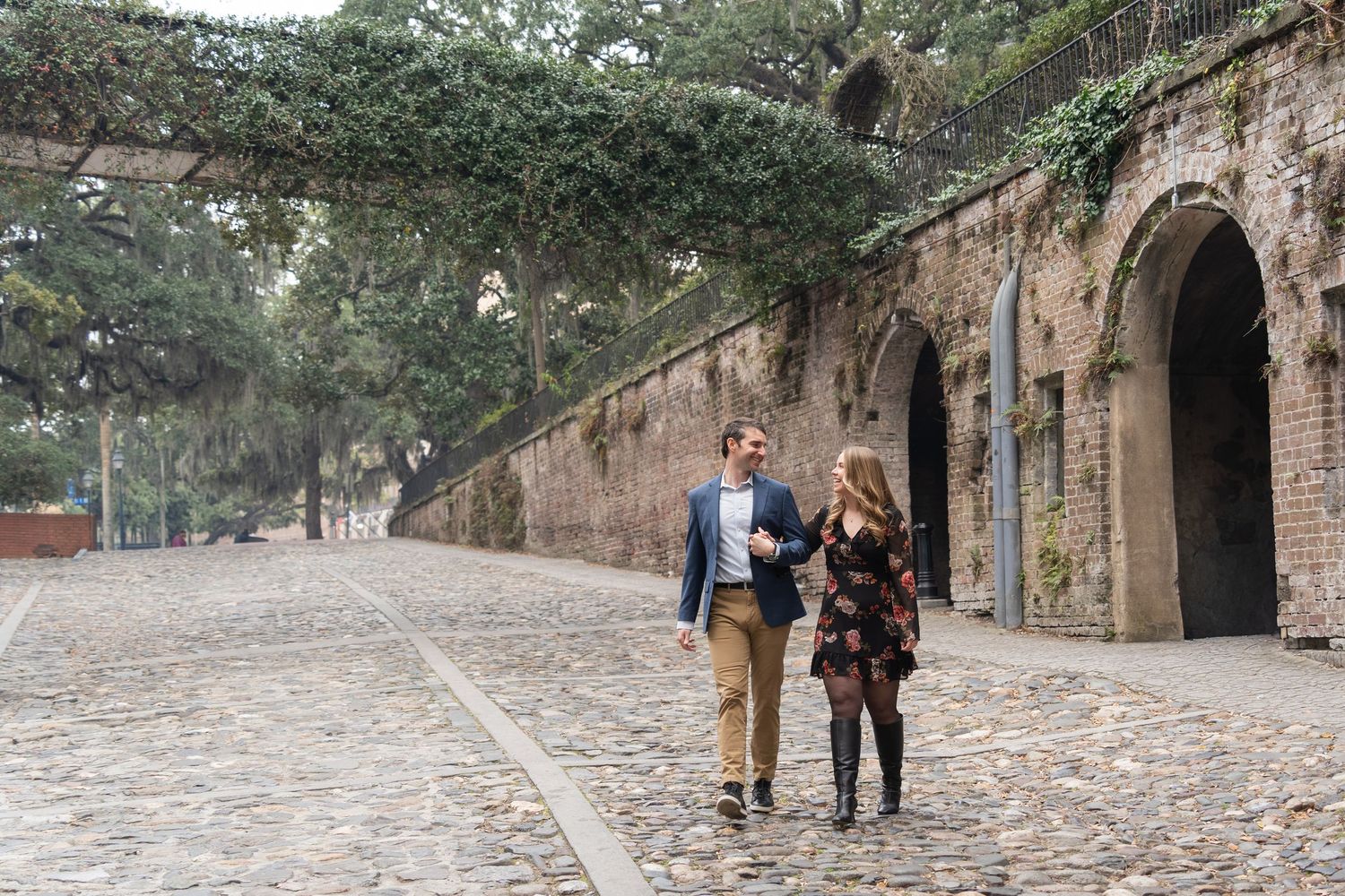 Romantic couples photography photo session Cluskey Vaults Savannah Georgia