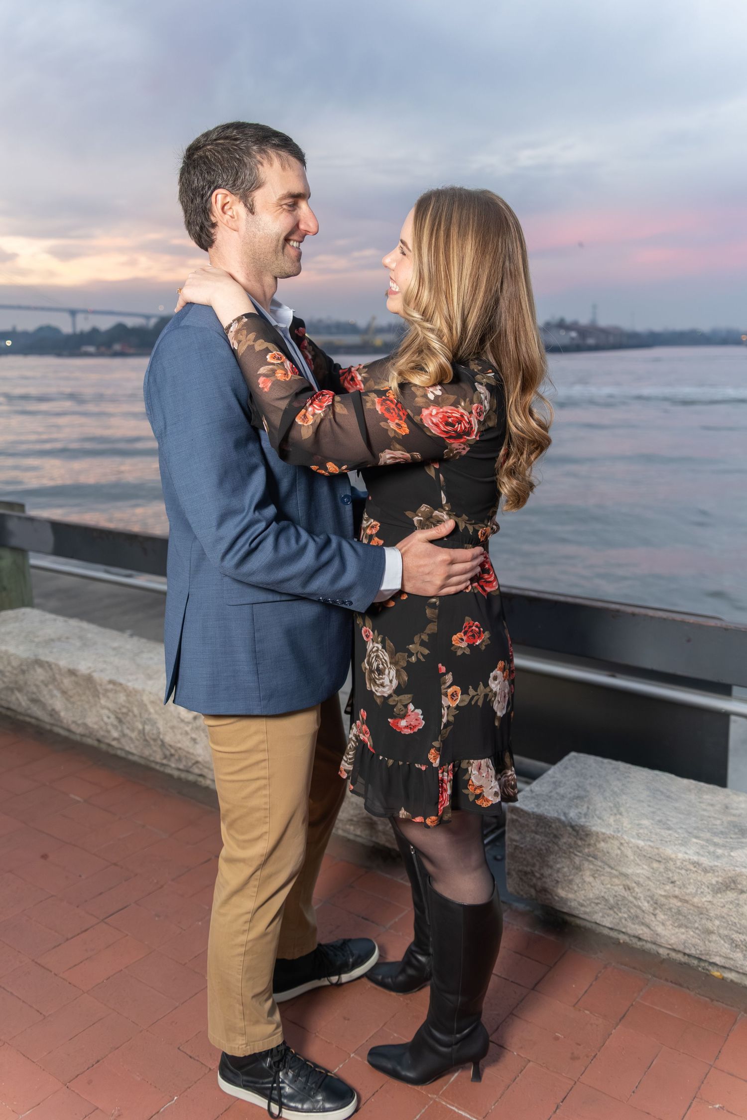 Romantic couples photography photo session River Street, Savannah Georgia