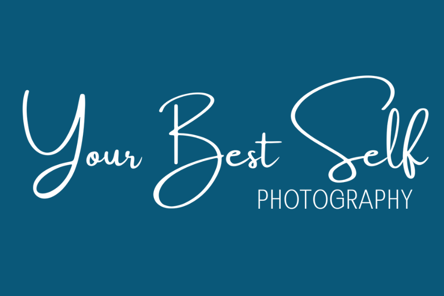 Your Best Self Photography logo on teal background with elegant script and sans-serif typography.