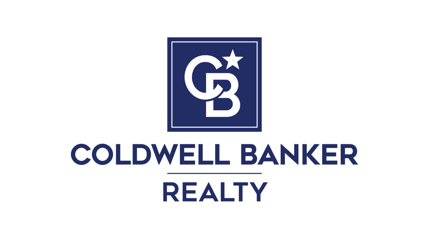 Coldwell Banker Realty logo featuring the iconic CB monogram with a star in a navy blue square badge.