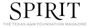 Black and white magazine header showing the word 'SPIRIT' in large text against a white background.