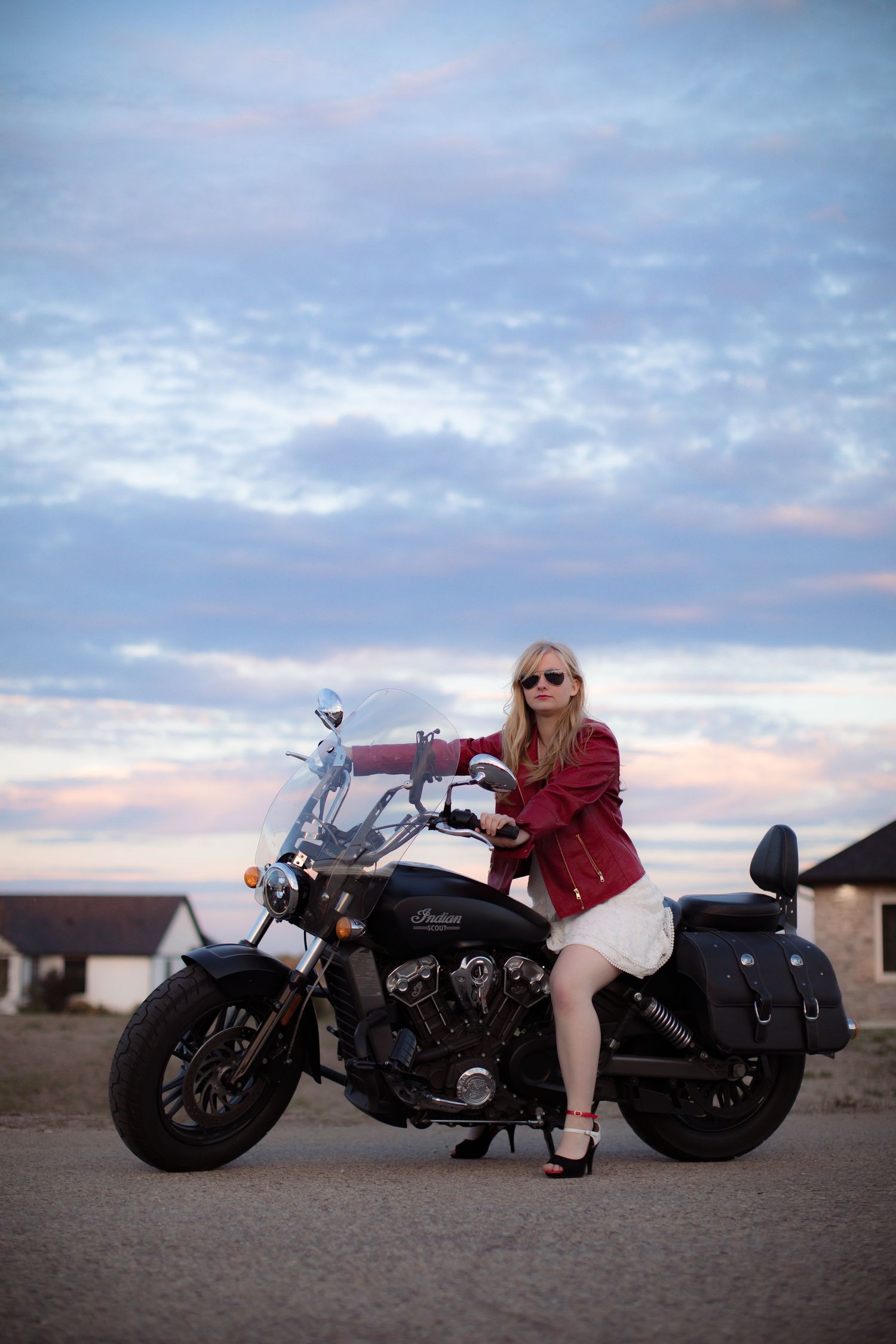 senior portrait session on a motorcycle