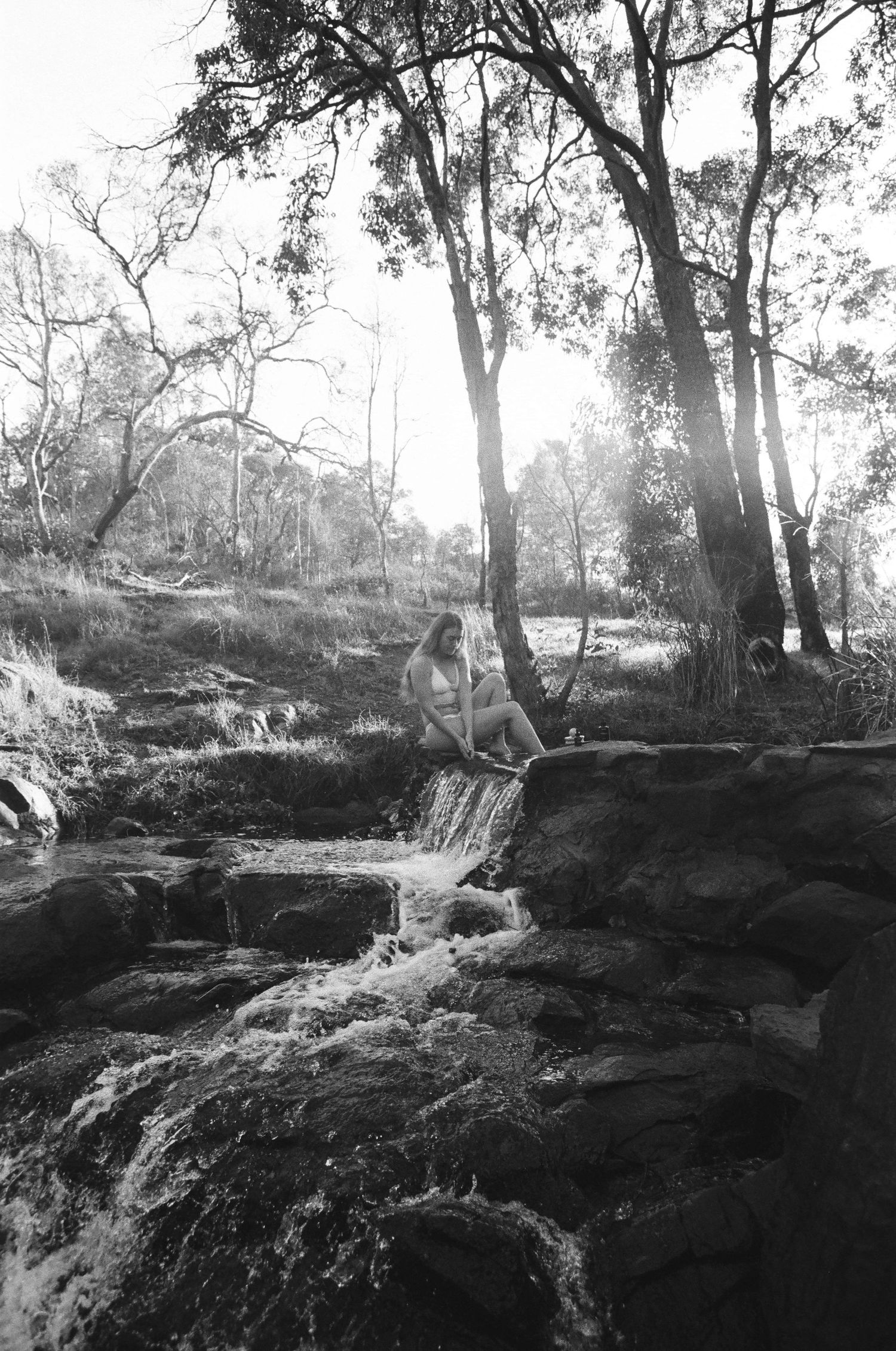 Portrait among eucalyptus in the Lesmurdie Hills, grounded bush tones.