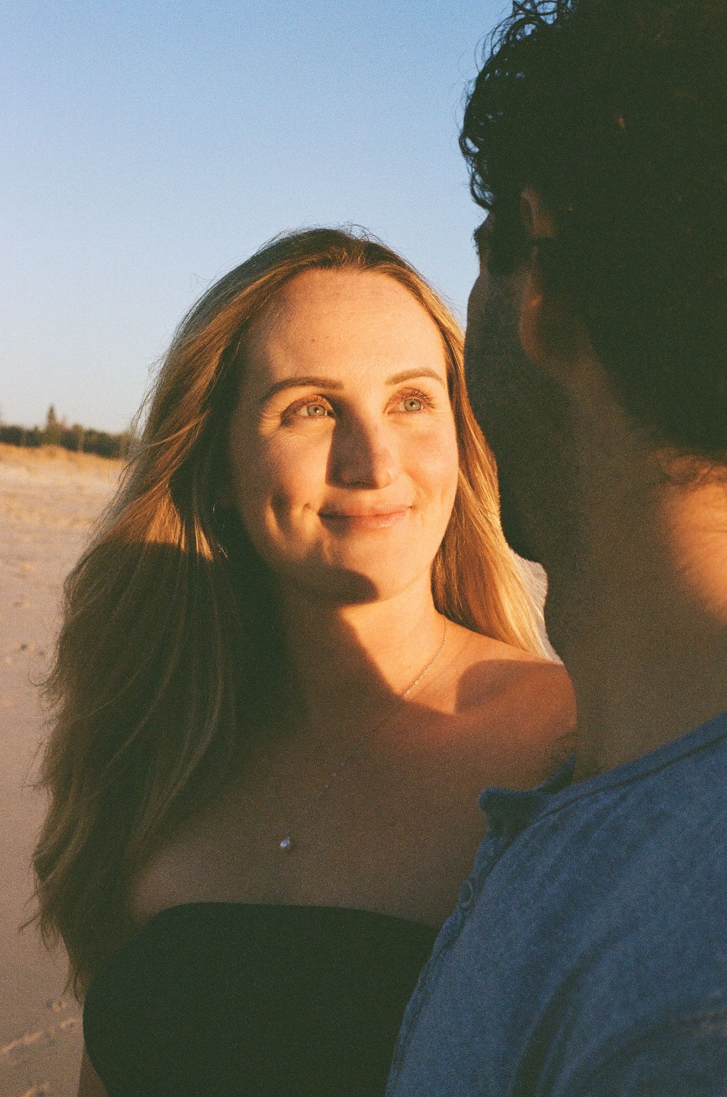 Maternity Photoshoot.
Film portrait at Leighton Beach Perth, golden hour on soft dunes