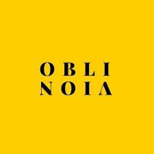 Oblinoia brand logo in spaced black serif letters on a vibrant yellow background.