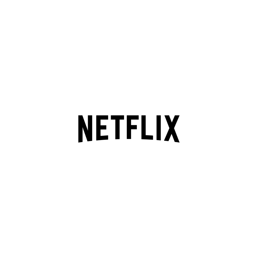 Netflix streaming service logo in black bold text on white background.