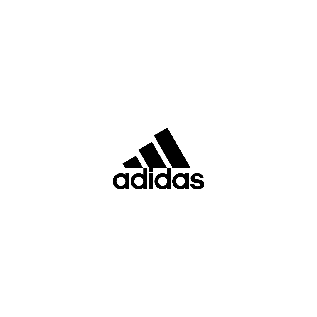 Adidas iconic three-stripe mountain triangle logo in black on white background.