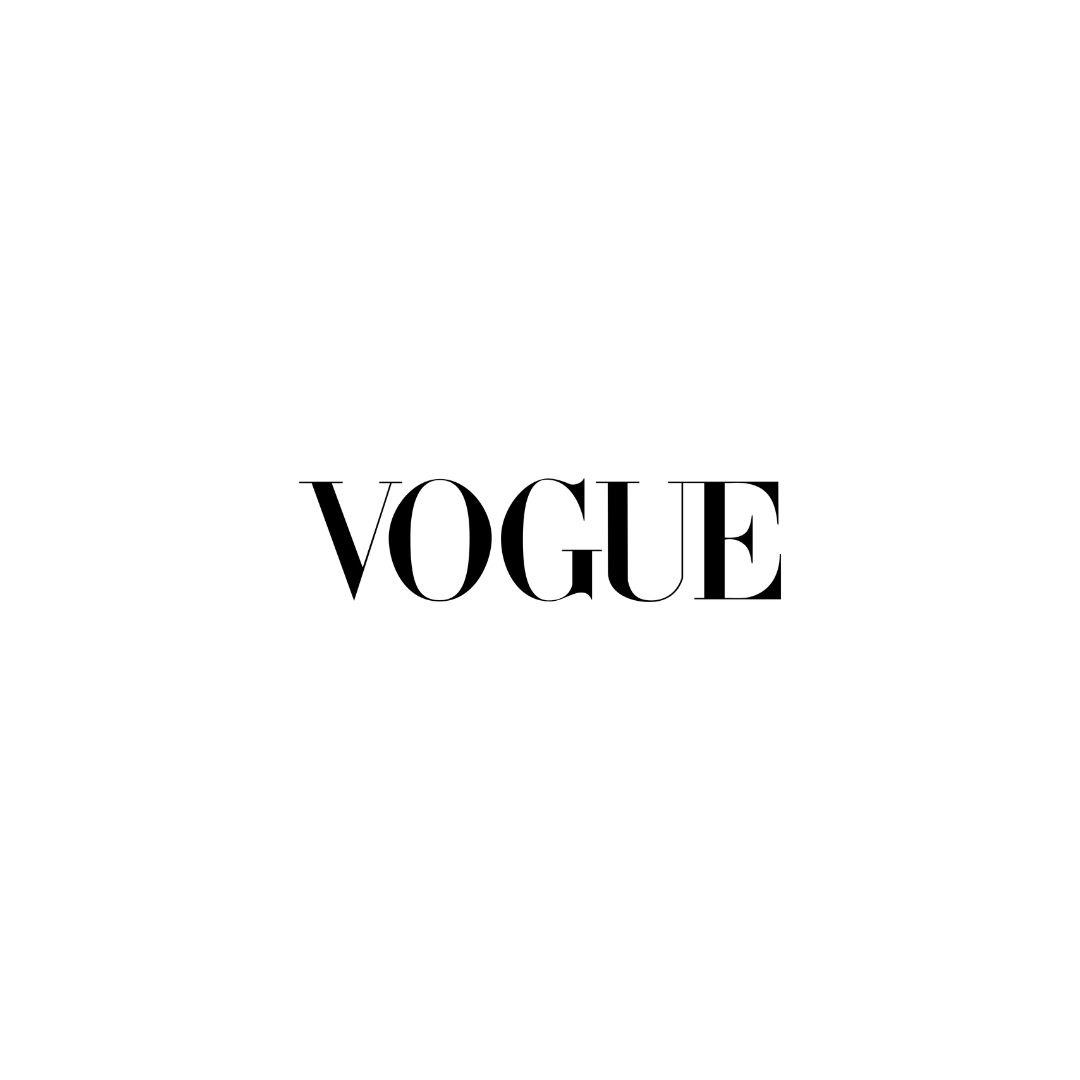 Vogue magazine's elegant black serif logotype on white background.