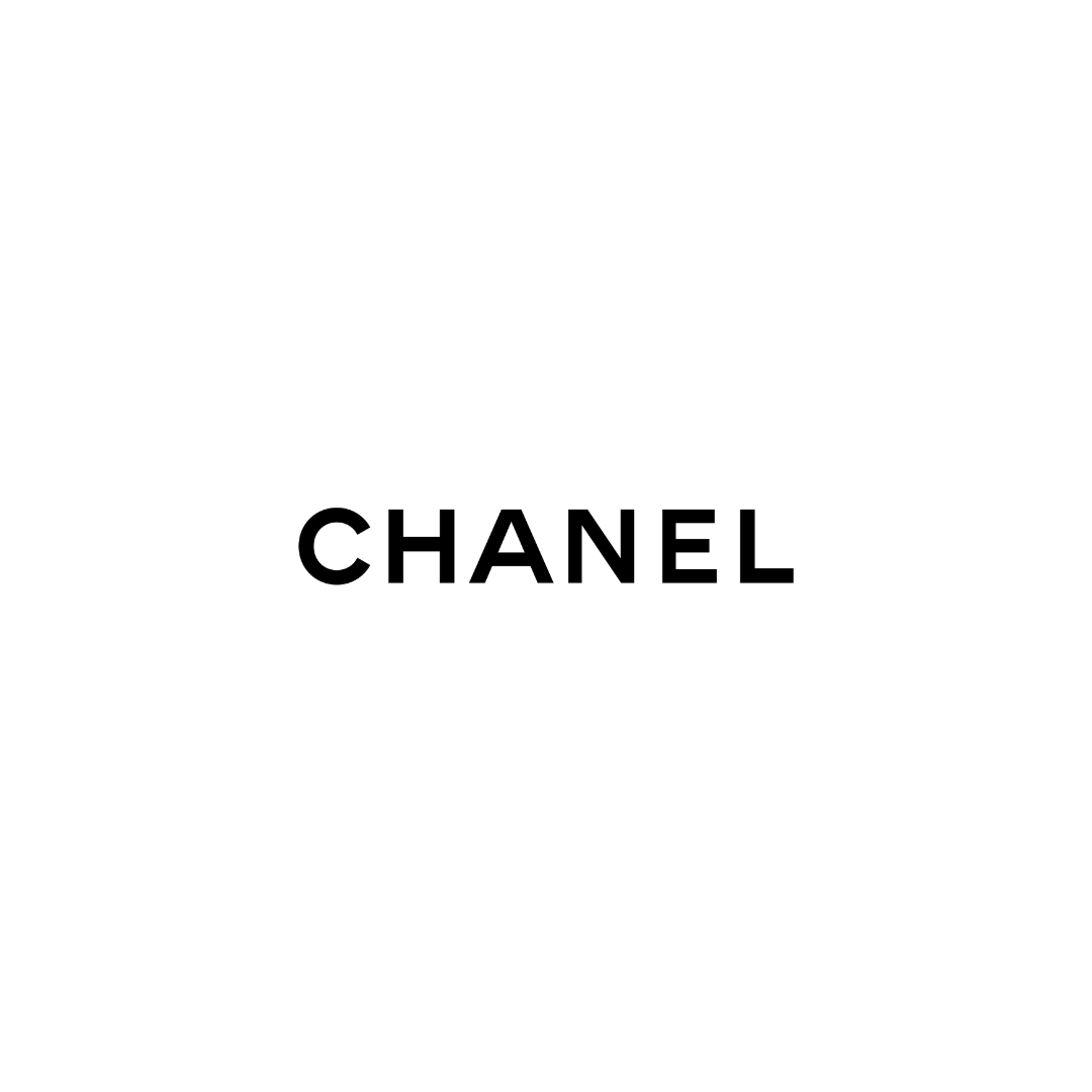 Chanel's iconic black uppercase logotype on white background.