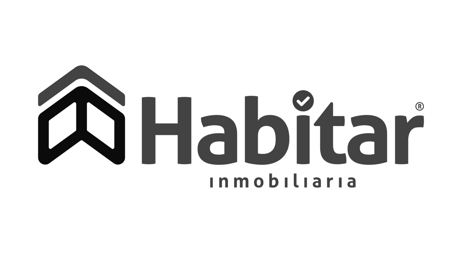 Minimalist black Habitar real estate company logo with house icon.