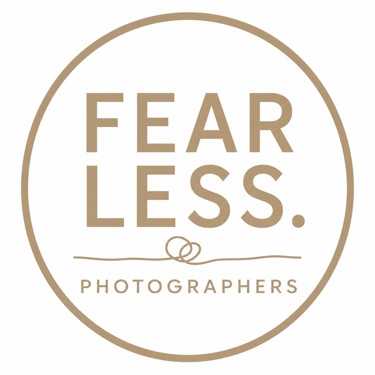 Fearless Photographers logo featuring bold text in a circular gold border design.