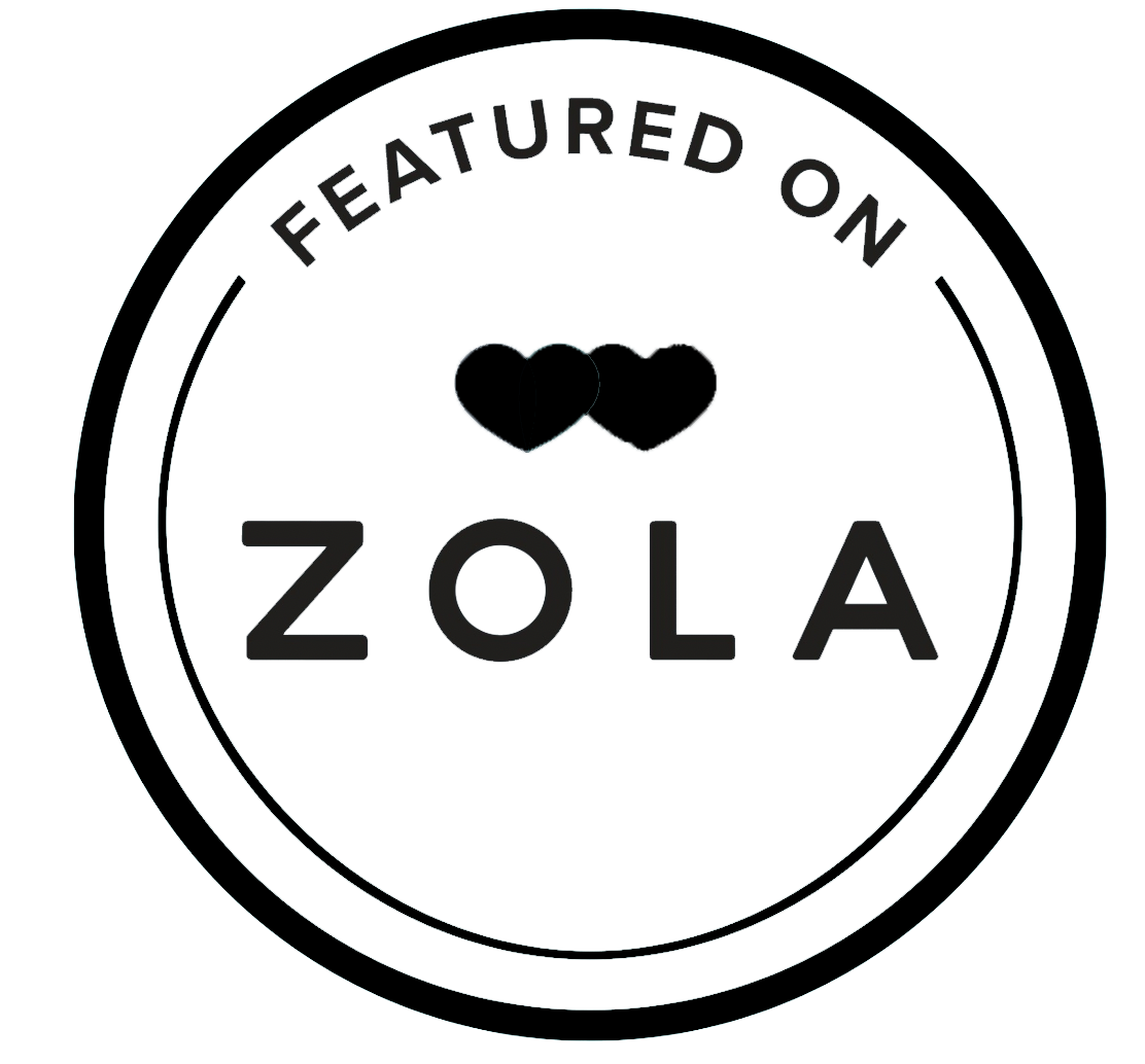 A row of circular badge logos including one for Zola, arranged horizontally in black and white design.