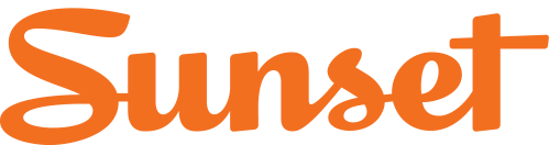 Orange text reading 'Sunset Sunset' in a stylized script font.
