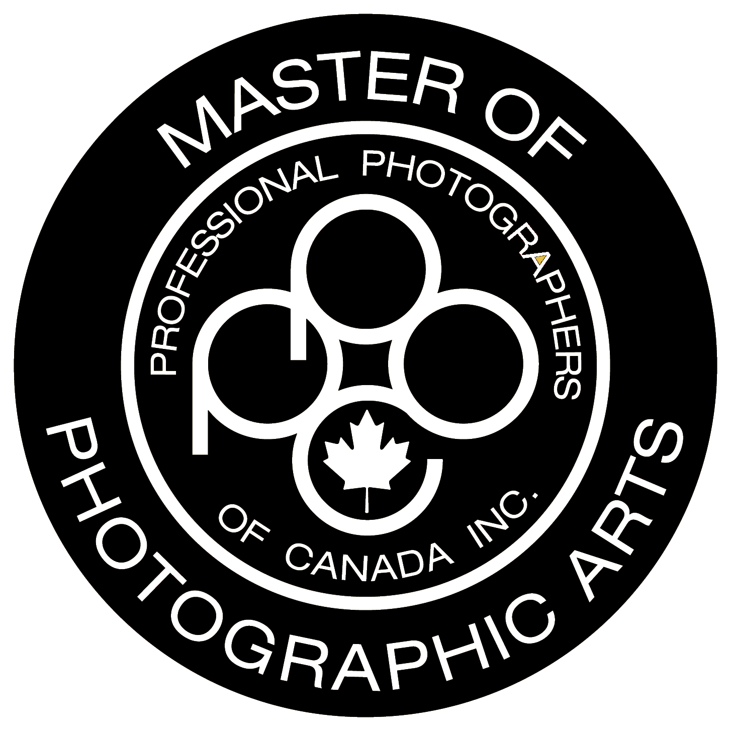 Black and white logo for Master of Photographic Arts professional photographers of Canada.