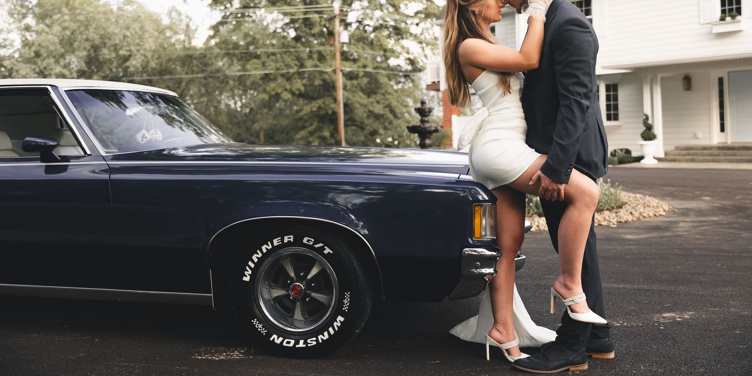 Timeless romance and a classic car — candid, stylish moments captured in New Orleans with the perfect blend of modern love & vintage charm.