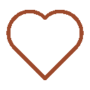 Simple brown outline heart icon on a white background.
