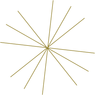 Gold starburst pattern with thin radiating lines creates an elegant decorative design on white background.