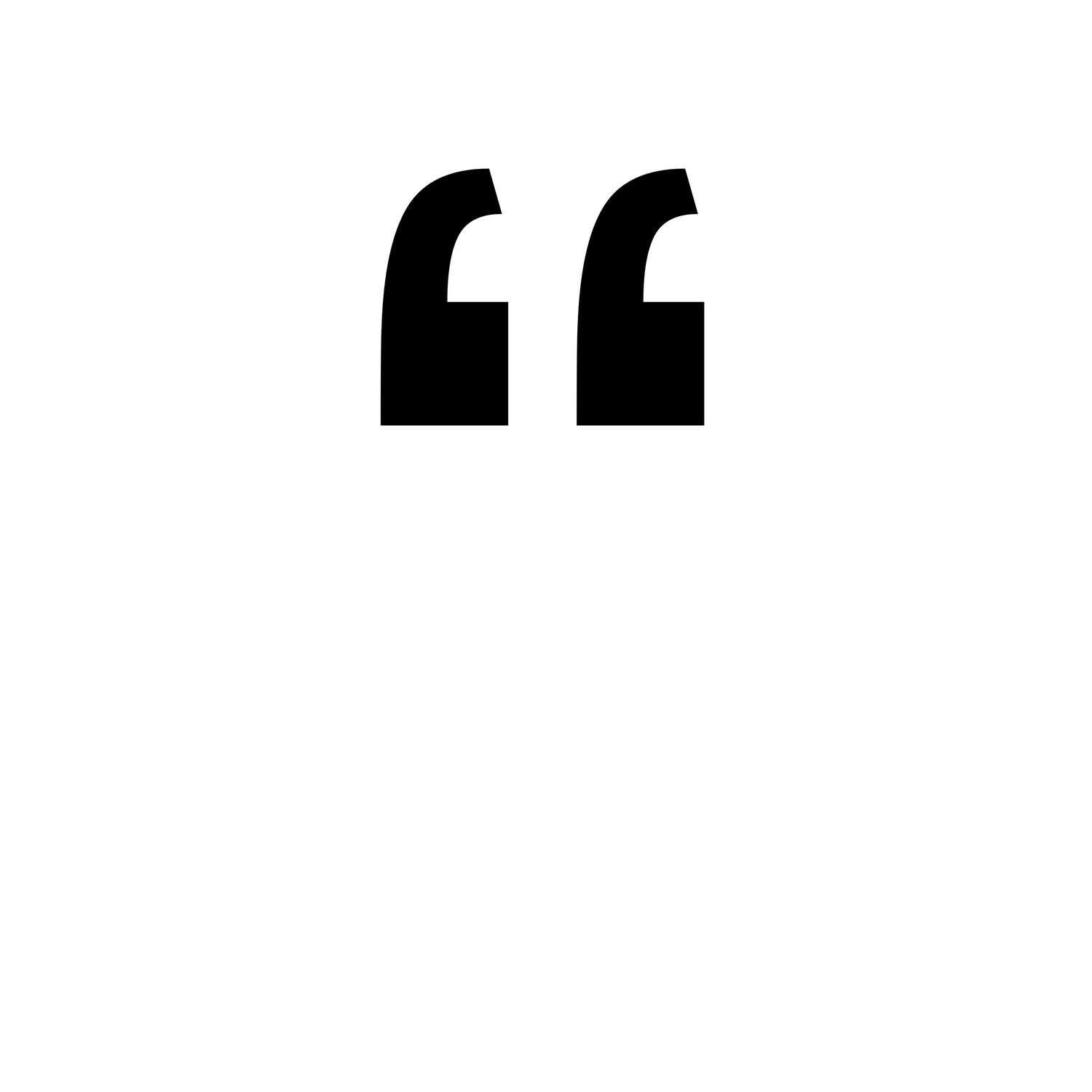 Black quotation marks symbol isolated on white background.