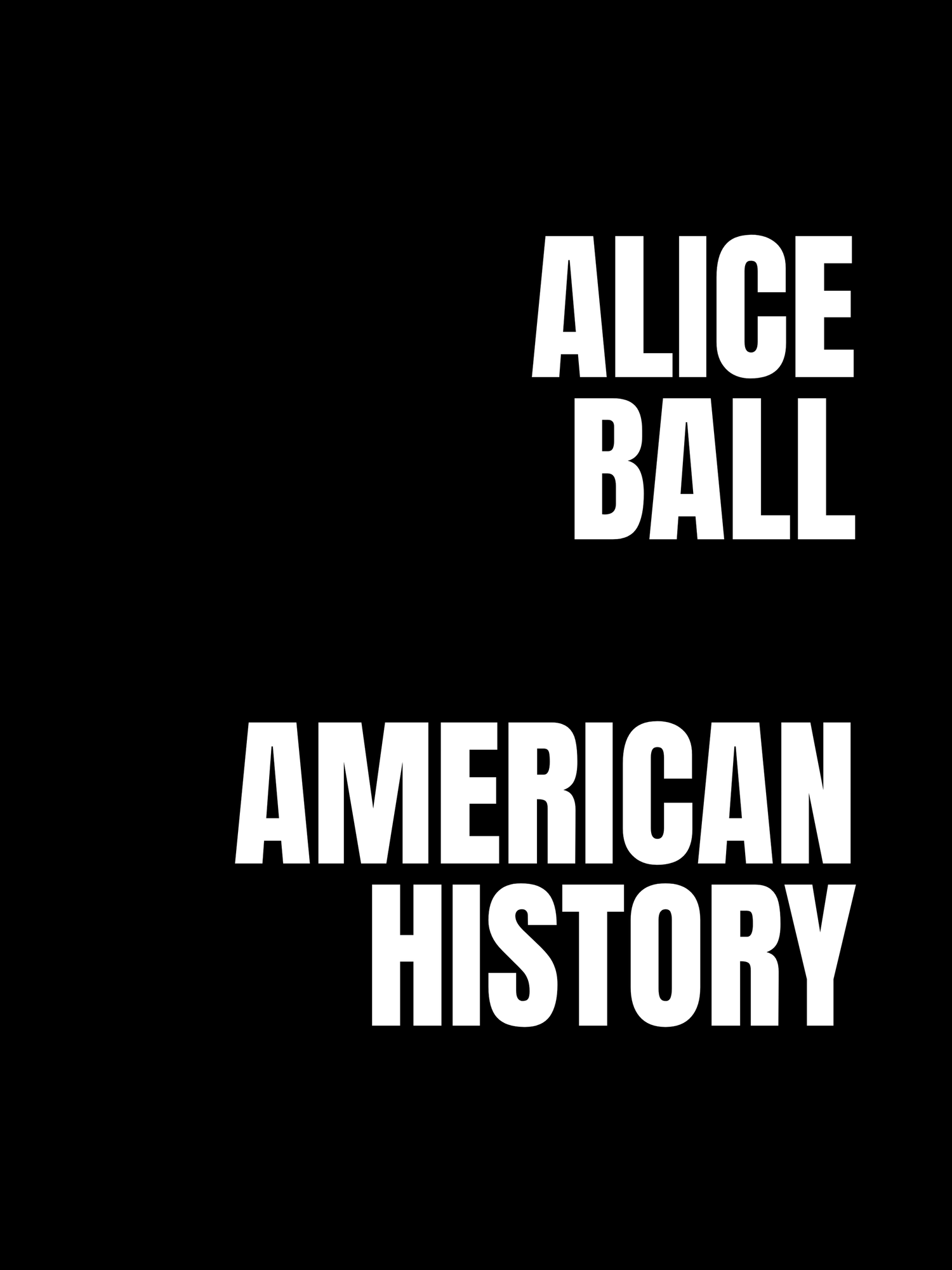 White text reading 'ALICE AMERICAN BALL HISTORY' on black background in bold capital letters.