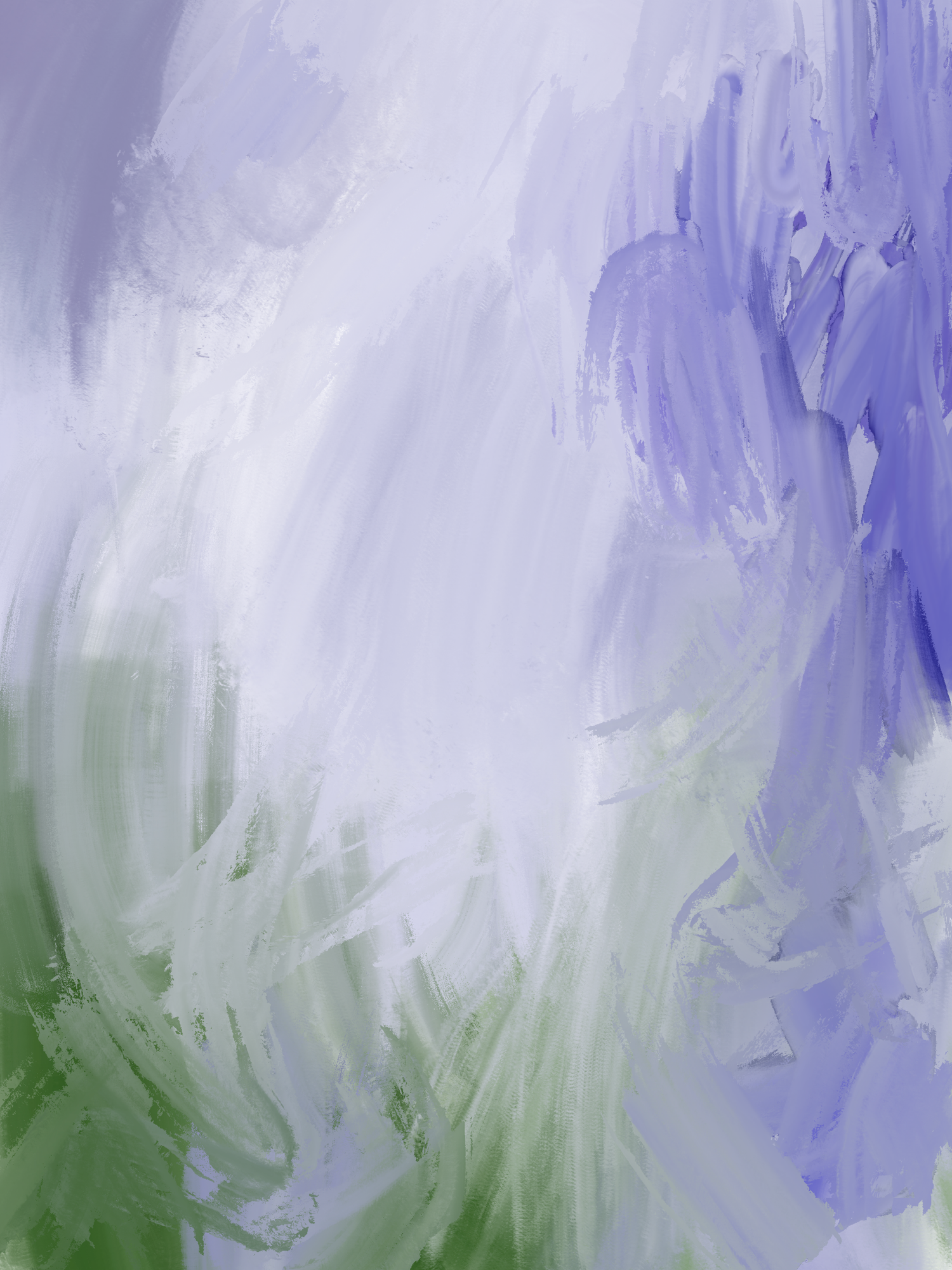 Abstract watercolor painting featuring soft blends of purple and green hues creating an ethereal atmospheric effect.