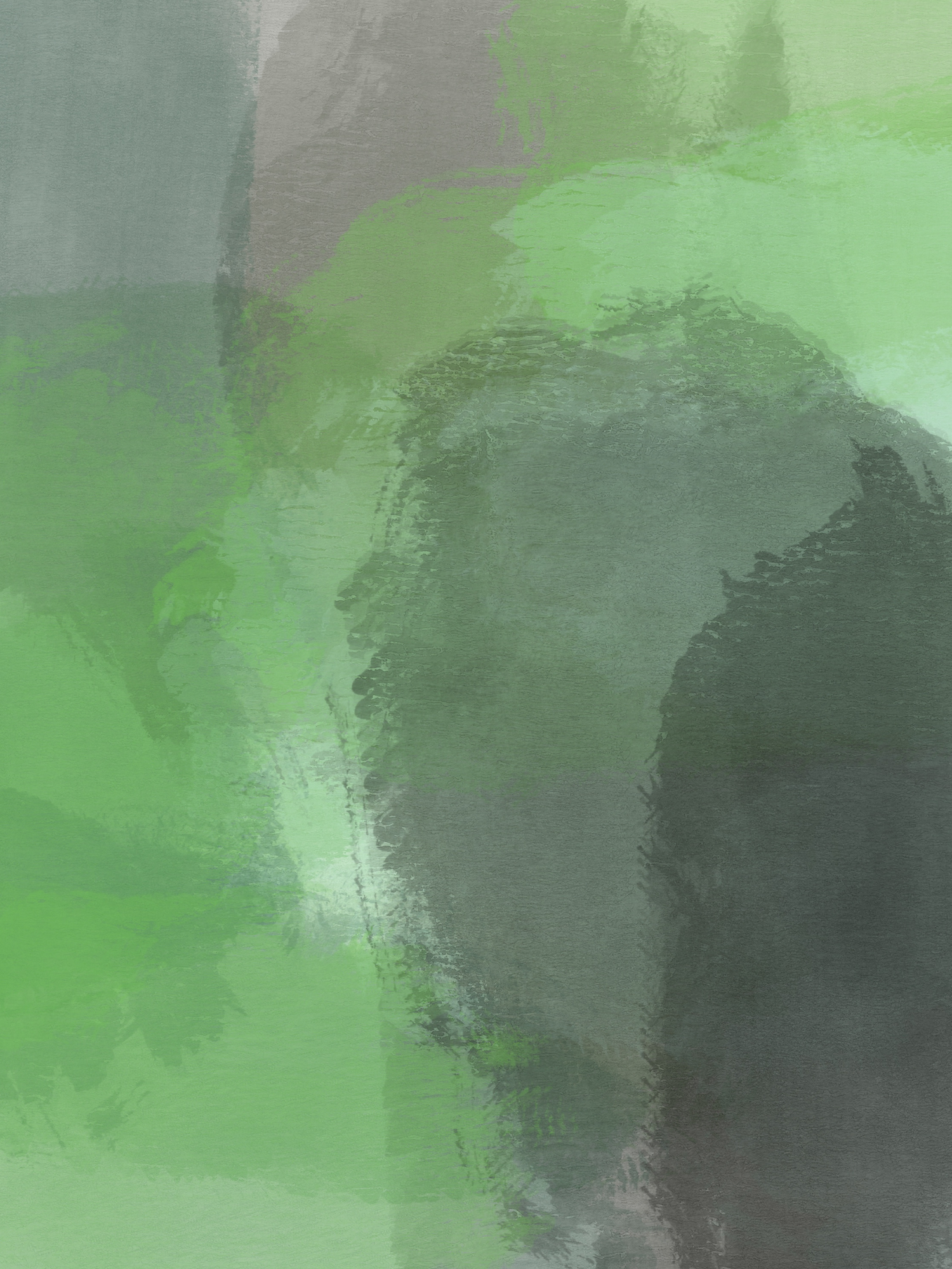 Abstract watercolor artwork featuring soft blends of mint green and charcoal gray creating a dreamy atmospheric effect.