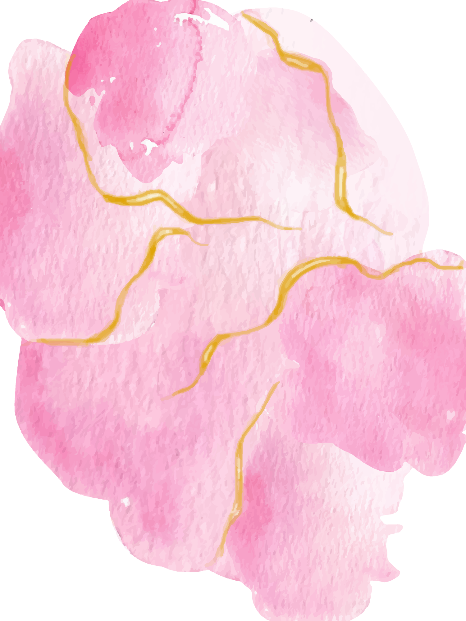 Pink watercolor wash background with delicate gold organic lines creating abstract flowing patterns.