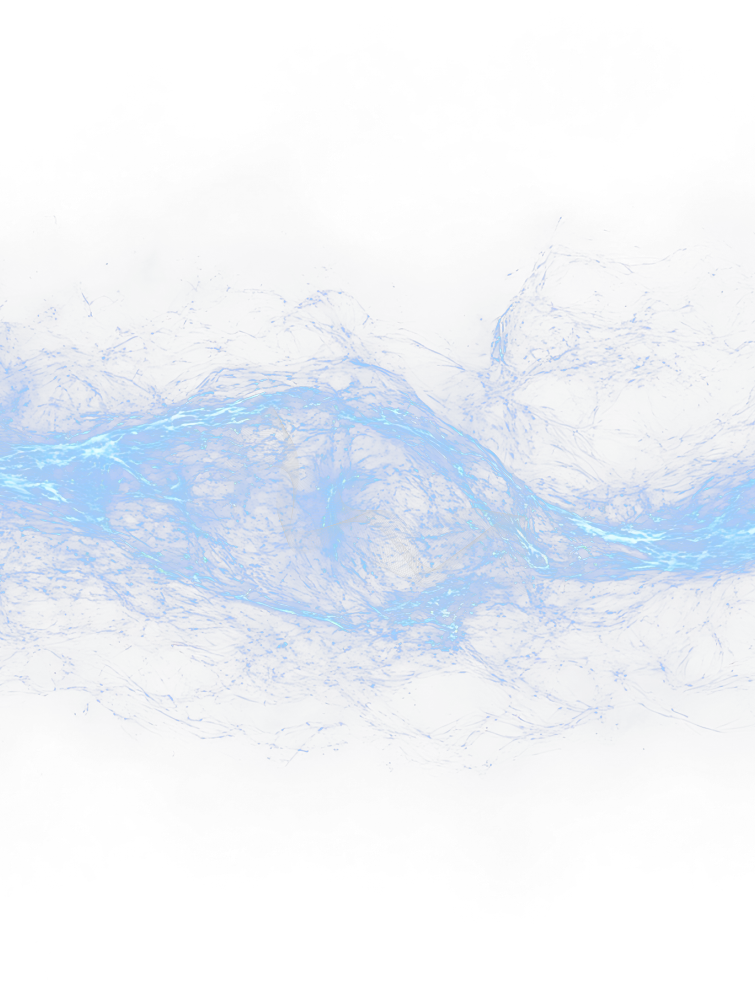 Abstract flowing blue and white swirls create a dynamic wavy pattern against a light background.