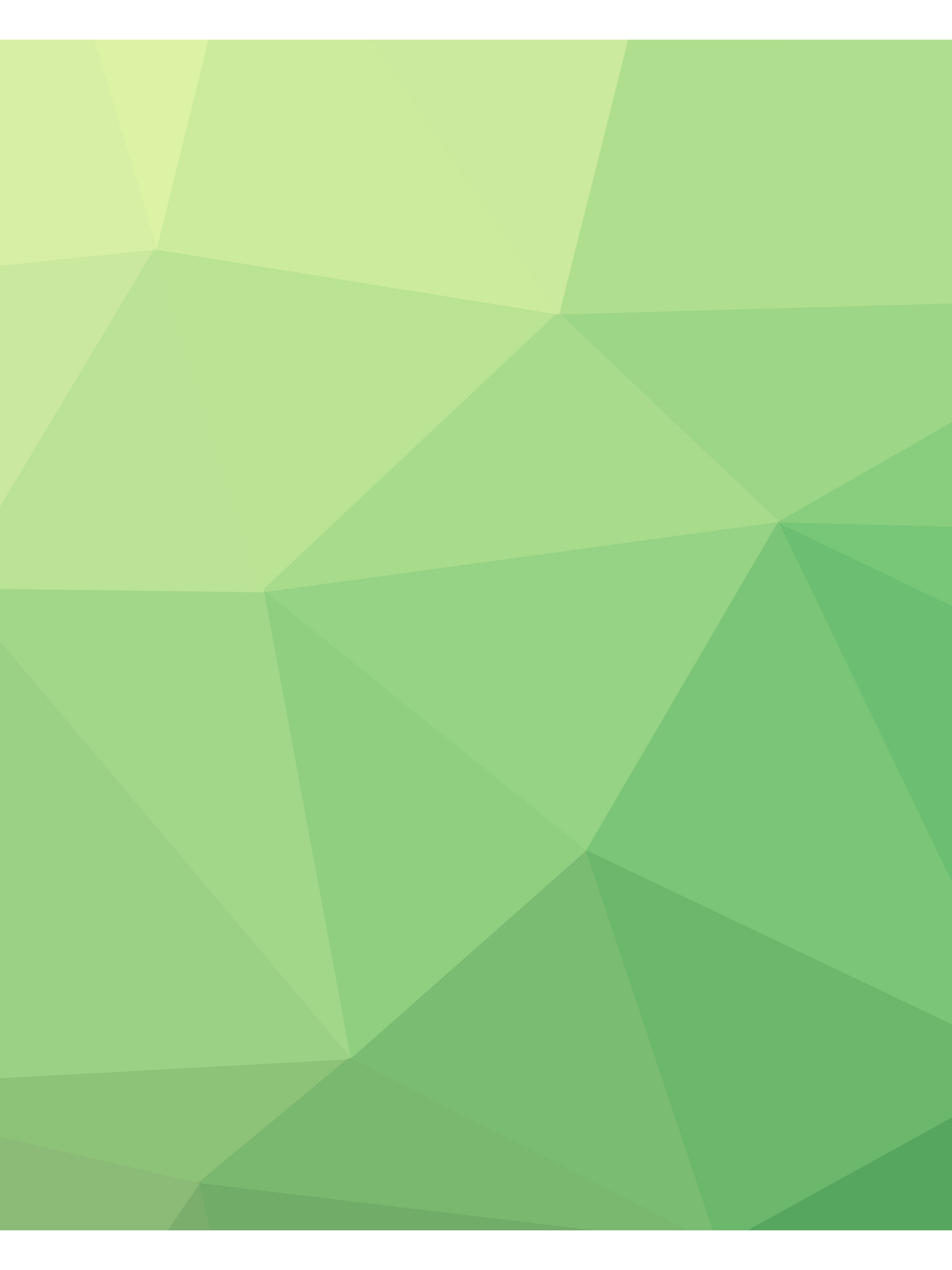 Abstract geometric background with light and dark green triangular shapes creating a modern polygonal pattern.