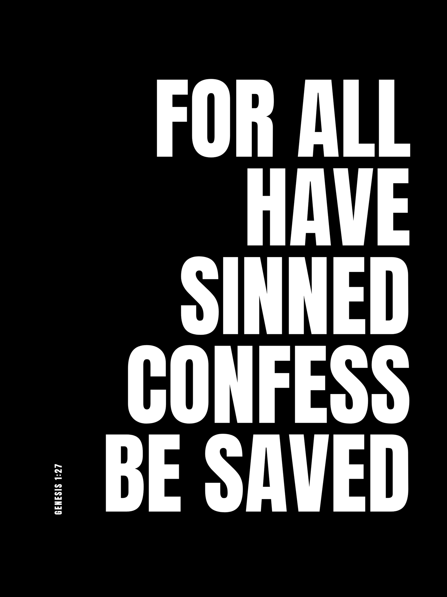 Black and white text art displaying religious message 