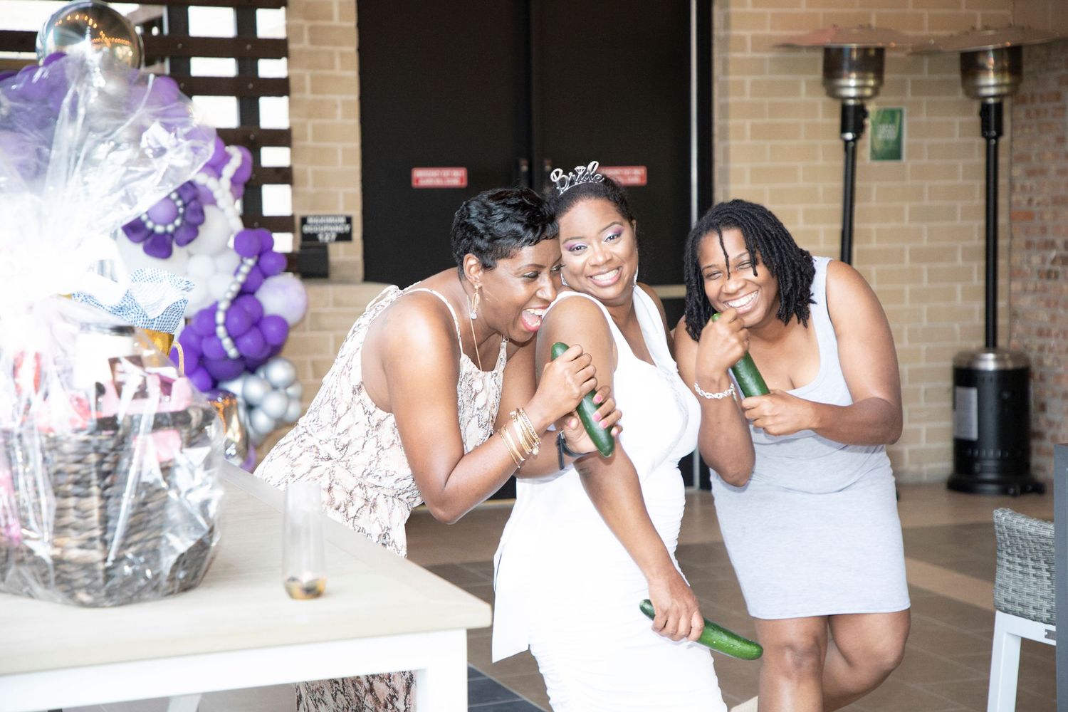 A series of candid photos showing people enjoying a celebration or party event.