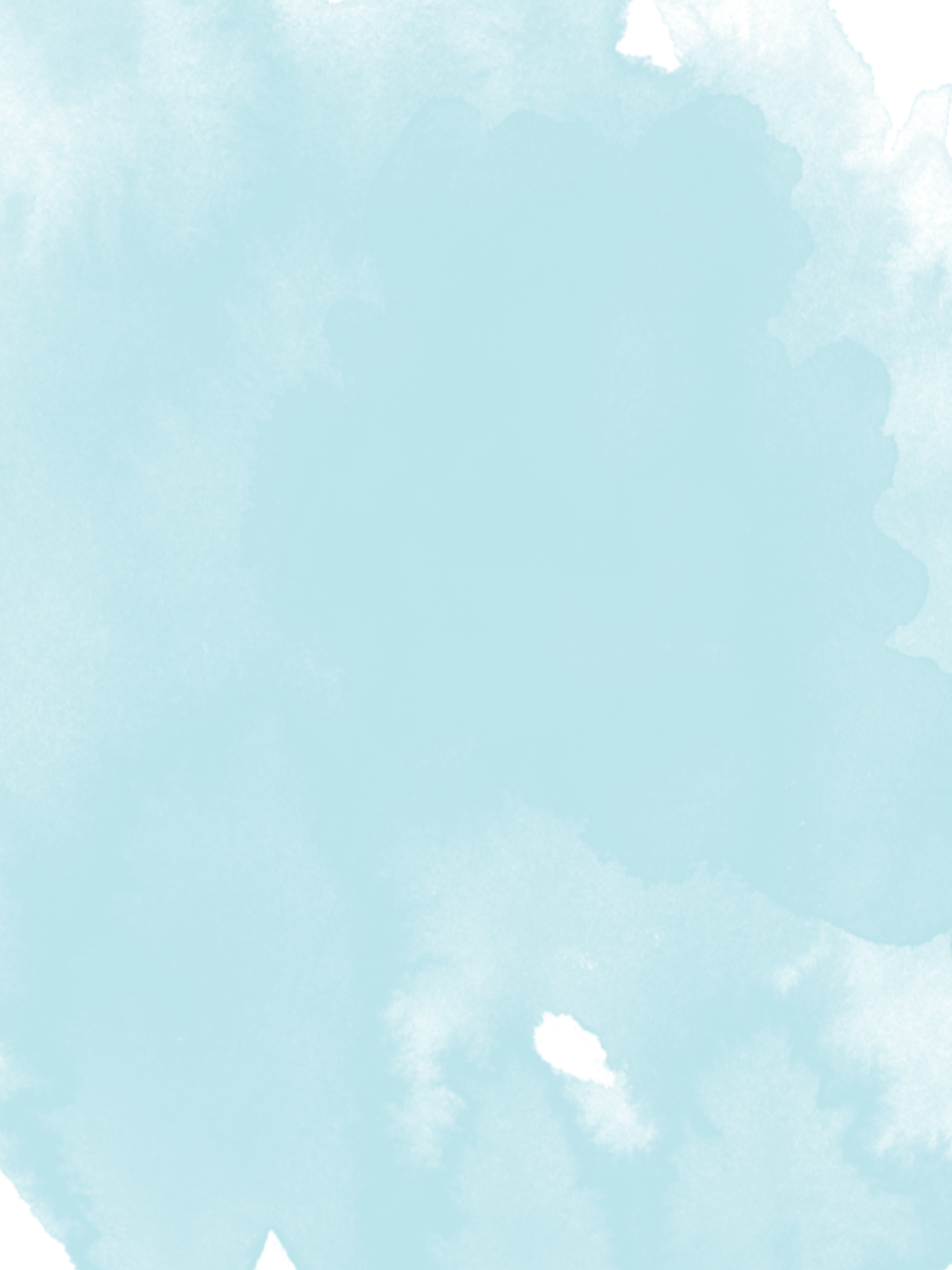 A light turquoise watercolor wash background with subtle variations in tone creates a soft, ethereal texture.