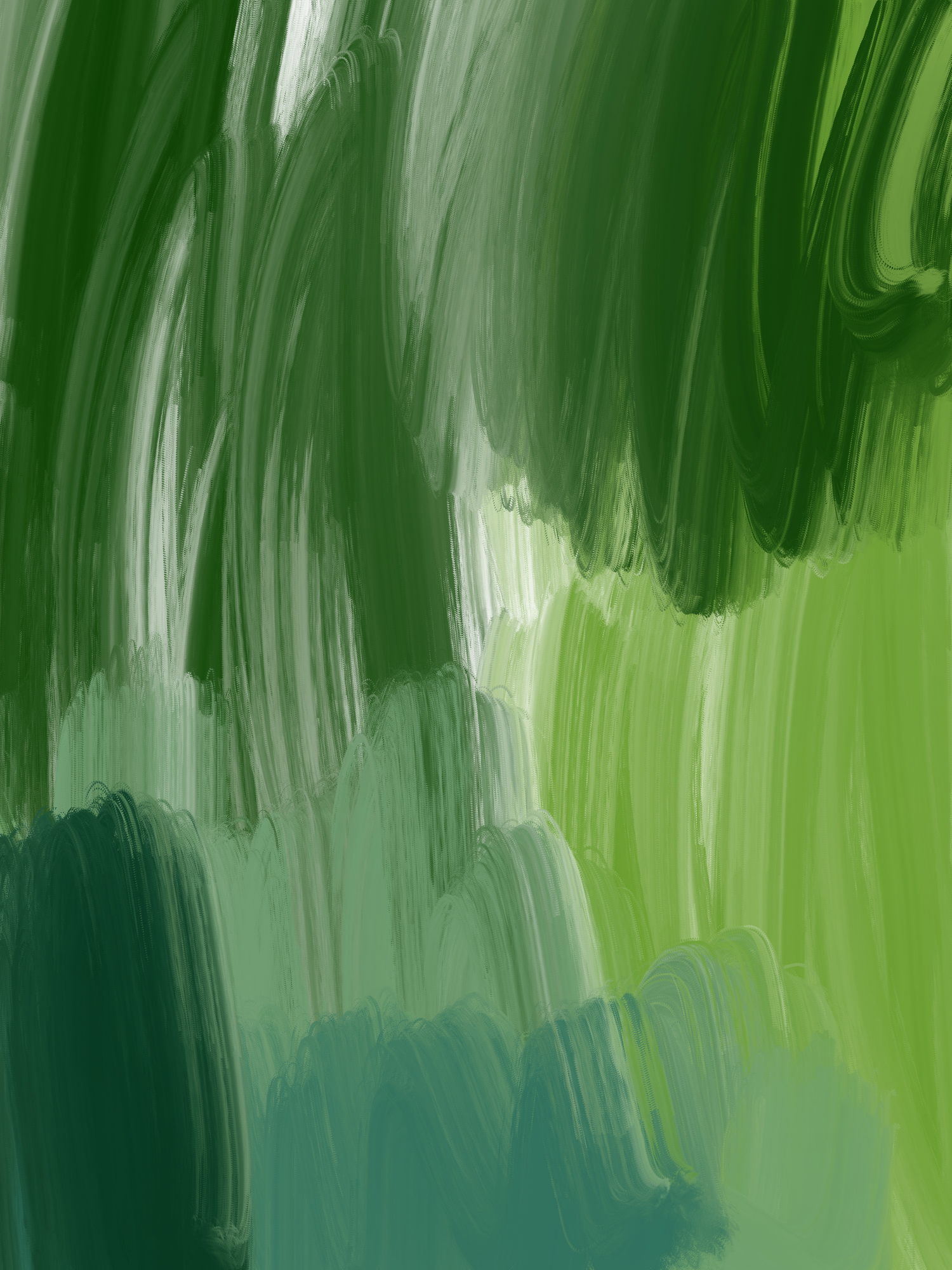 Abstract green brushstroke painting with vertical streaks creates a nature-inspired artistic texture.