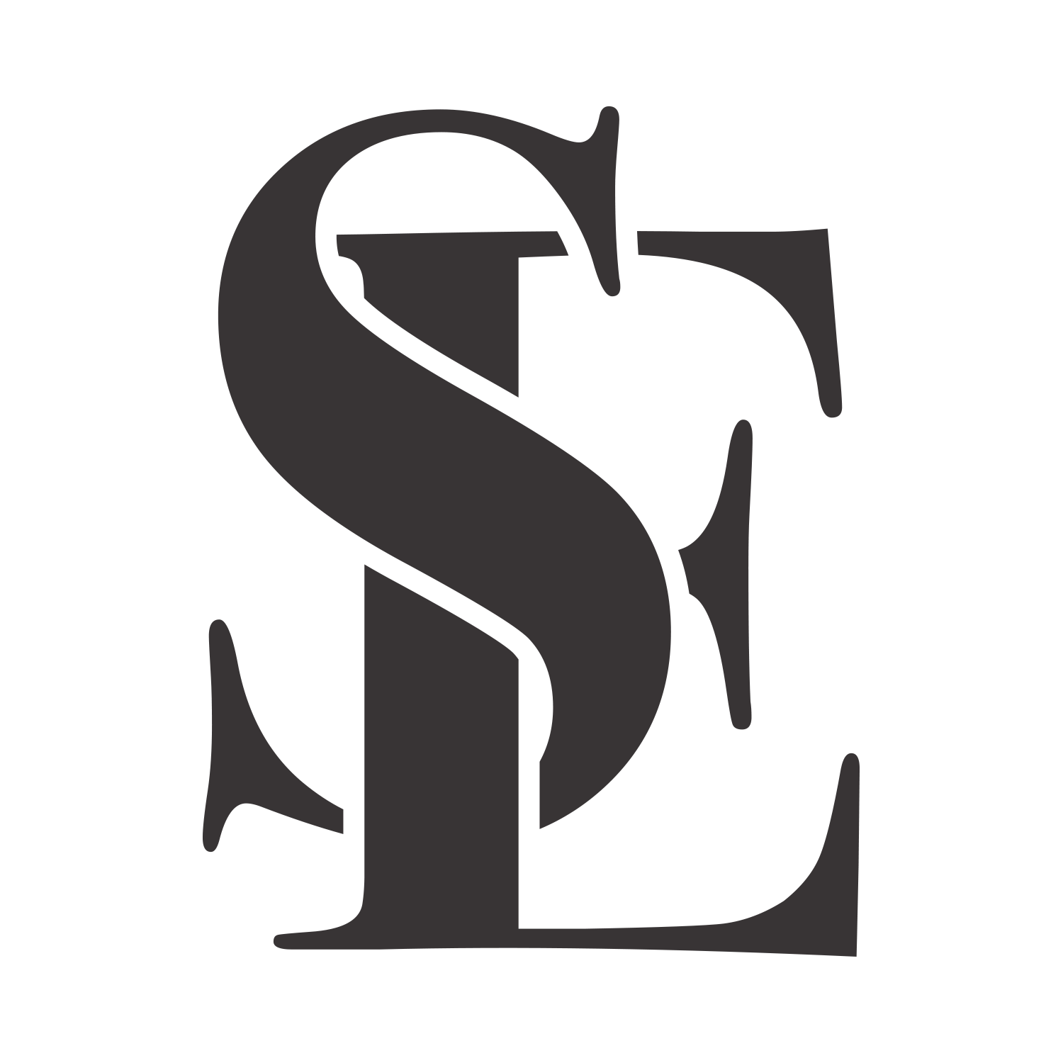 Black letter S designs shown in different stylized typography variations against white background.
