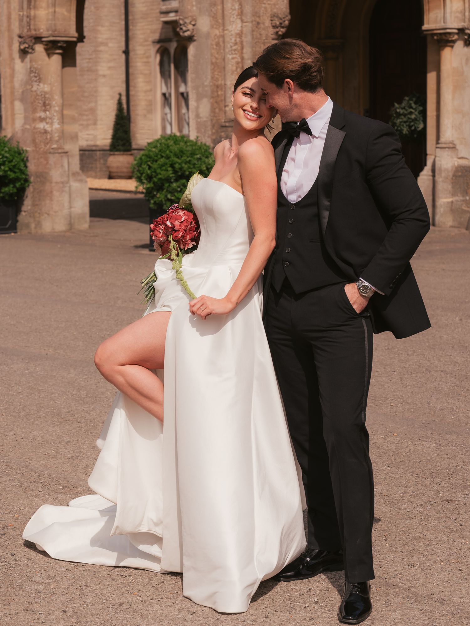 Newly wed editorial bride and groom