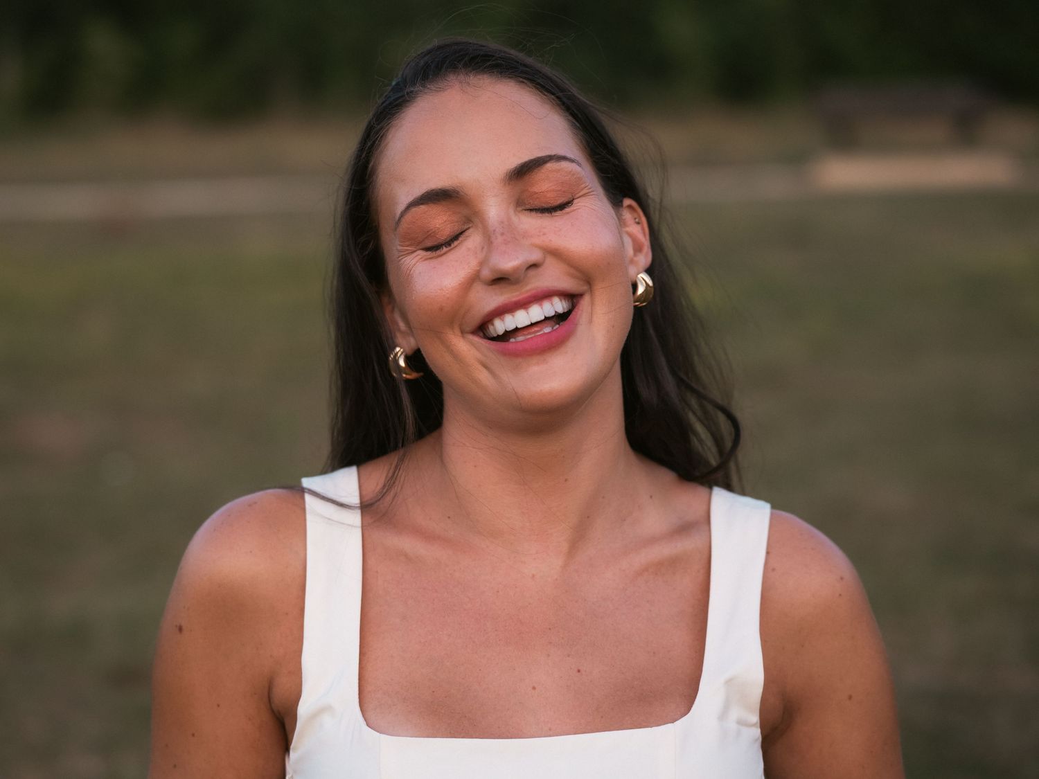 woman laughing candid