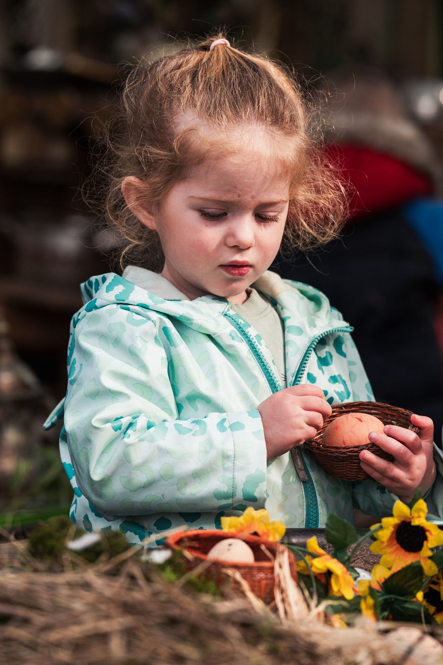 Toddler exploring outside