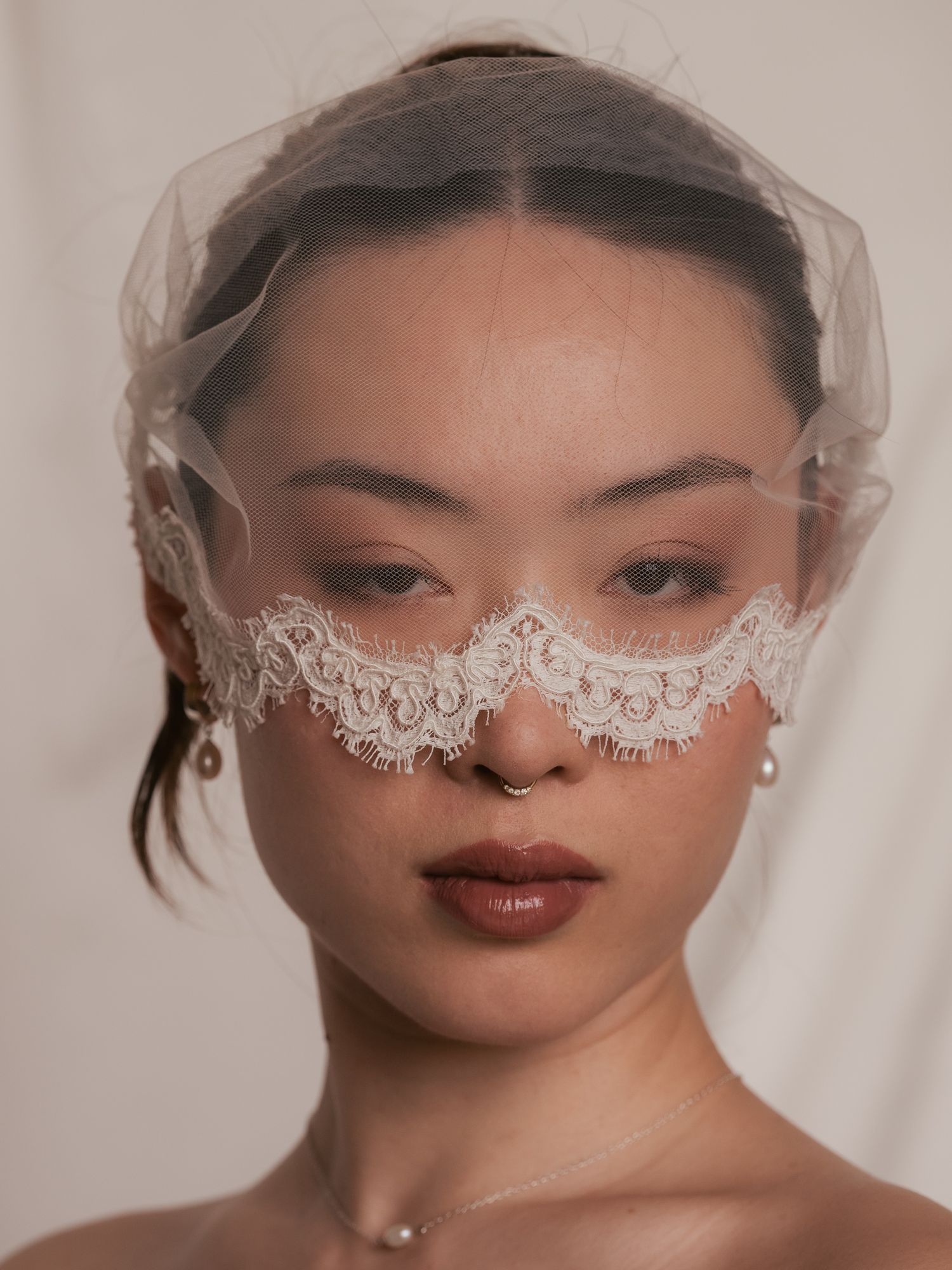Editorial portrait of Debbie Carlisle mini veil