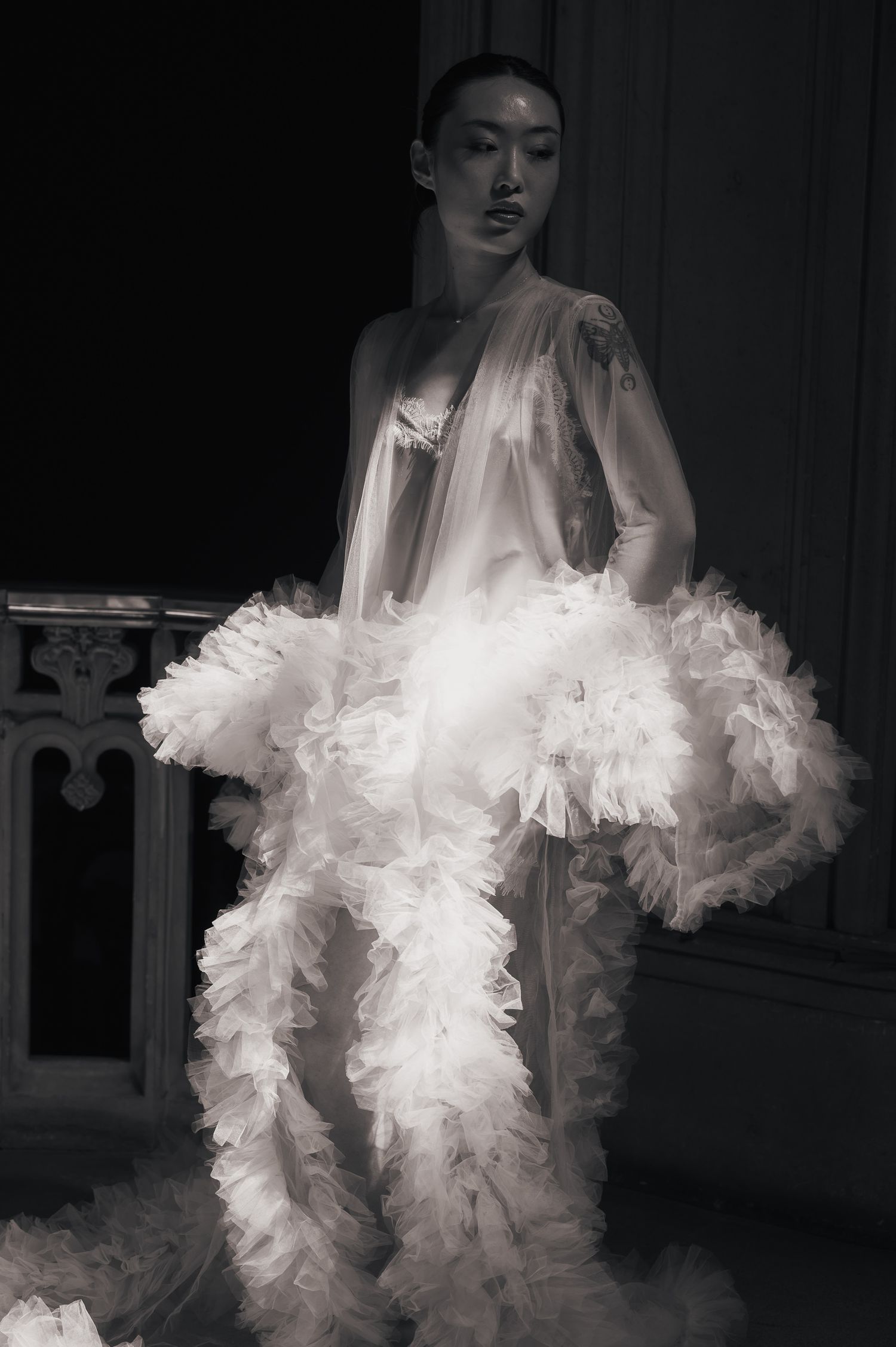 Editorial portrait of bridal gown