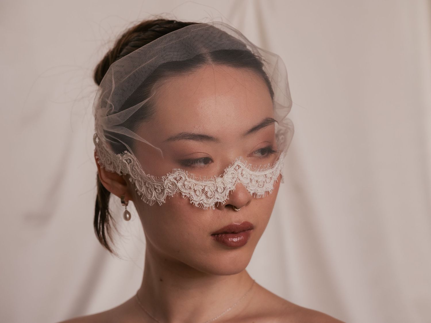 editorial bride portrait of debbie carlisle mini veil