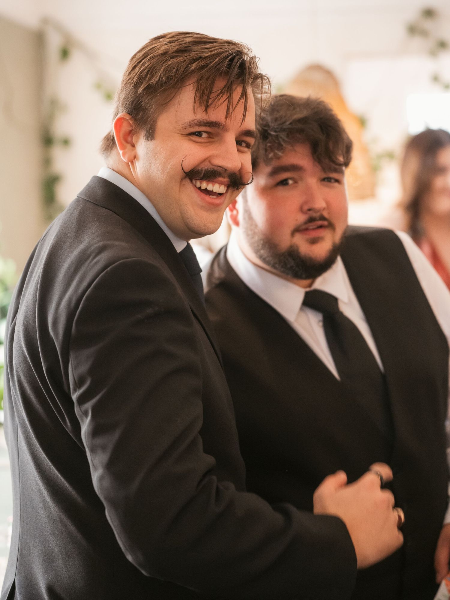 Groomsmen laughing
