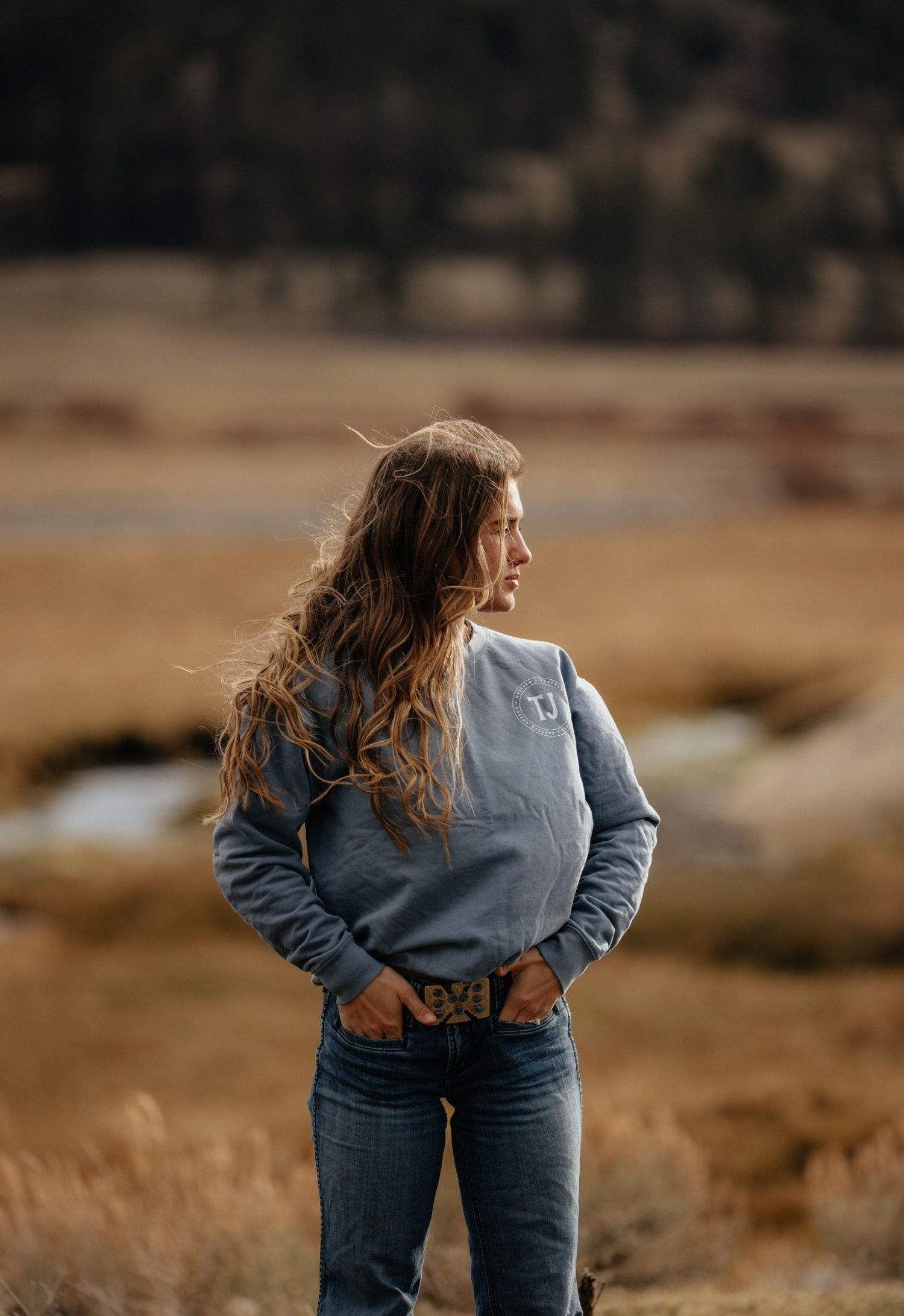Outdoor lifestyle portrait with branded jacket, casual photography in Oregon nature