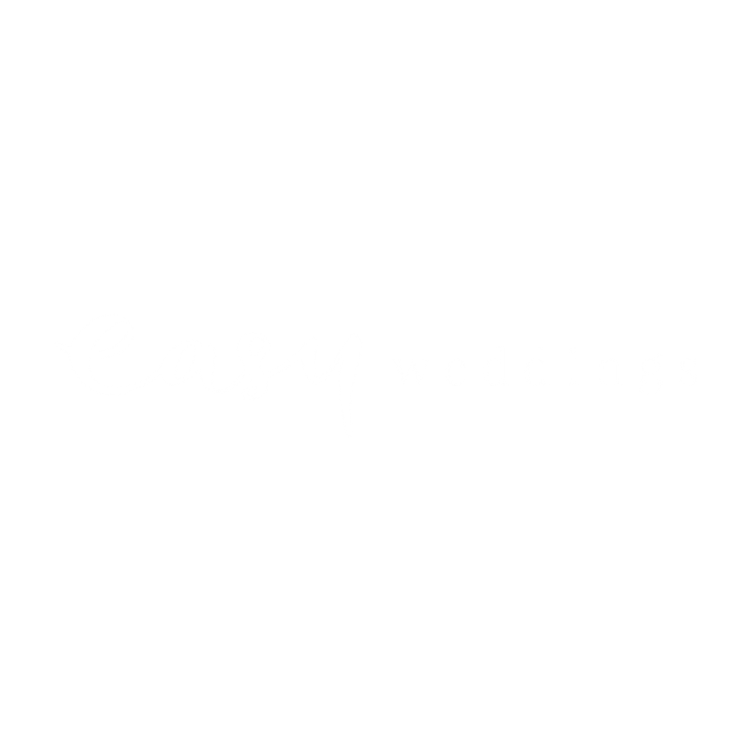 Elegant script logo design for Easy Weddings in white against black background.