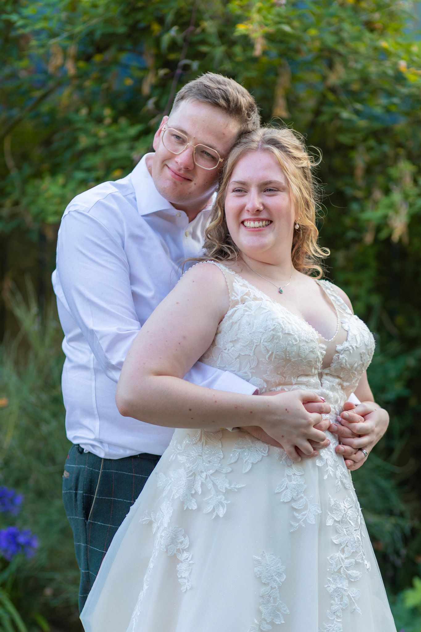 Candid evening portrait of a Bride and Groom