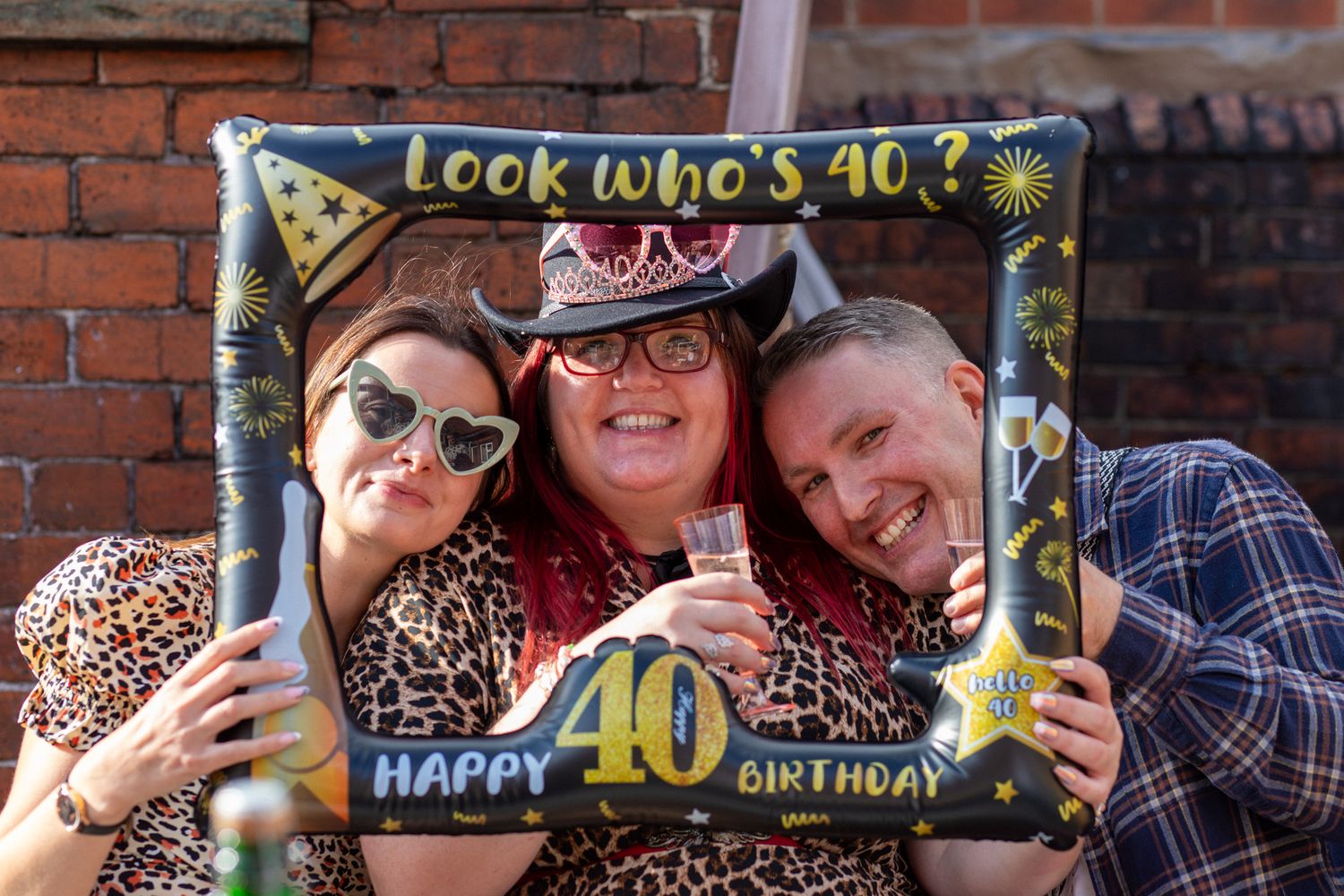 Friends outdoors having fun at a 40th Birthday Party