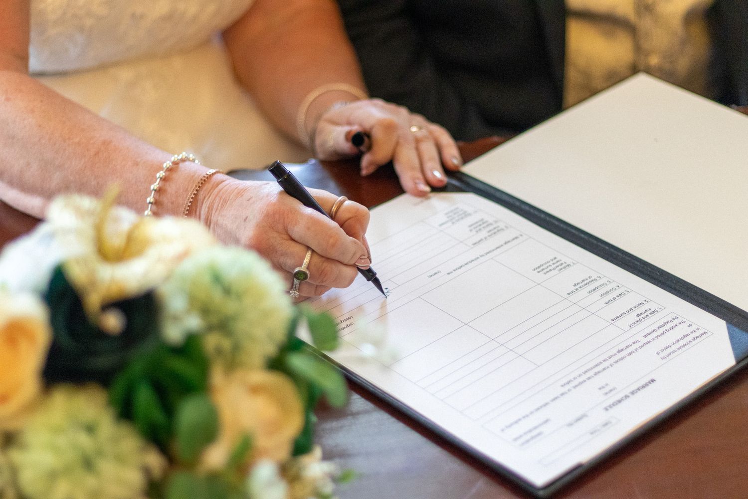 Couple Signing a Wedding Register
