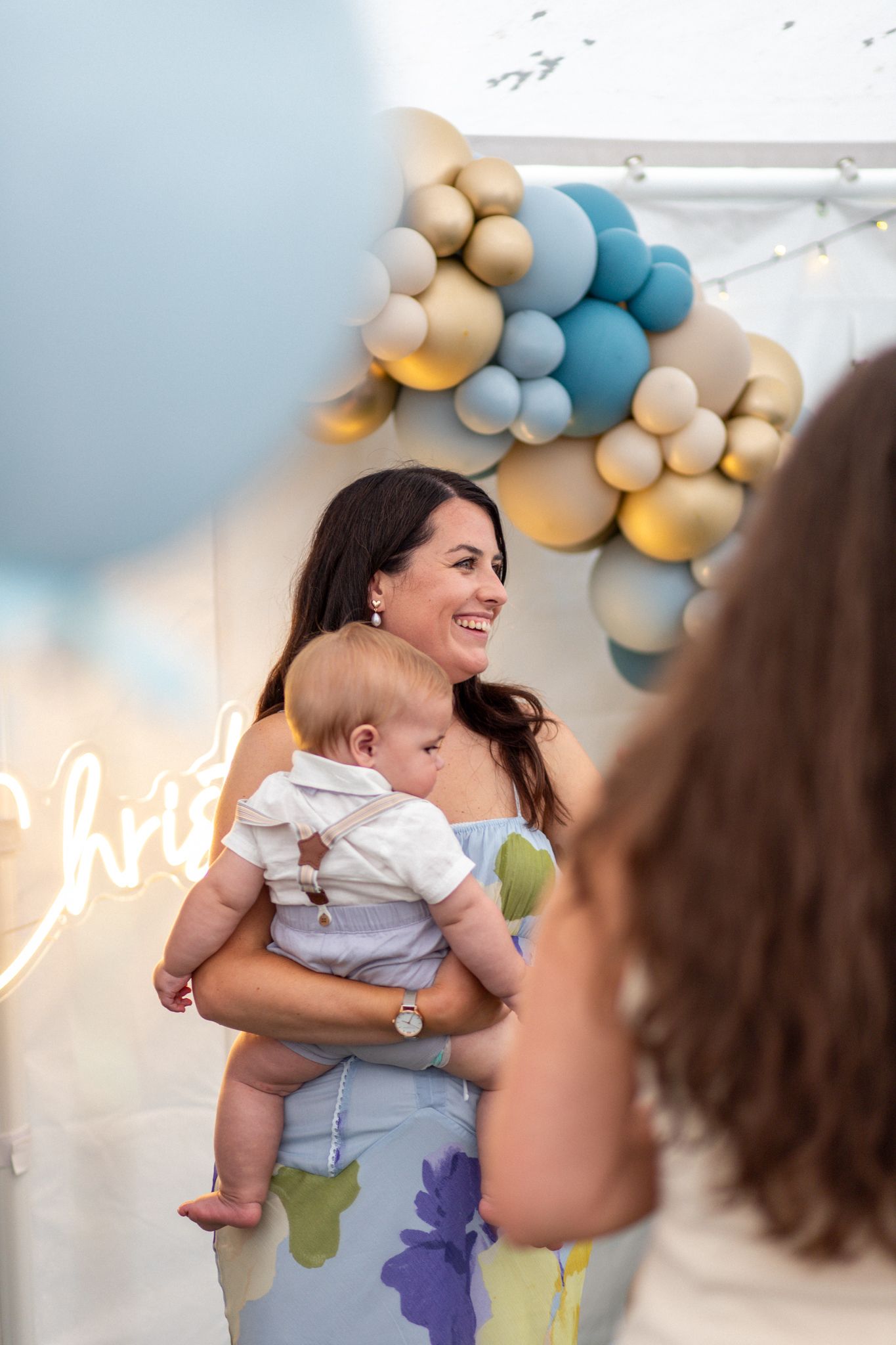 Mother and their baby at a Balloon Christening