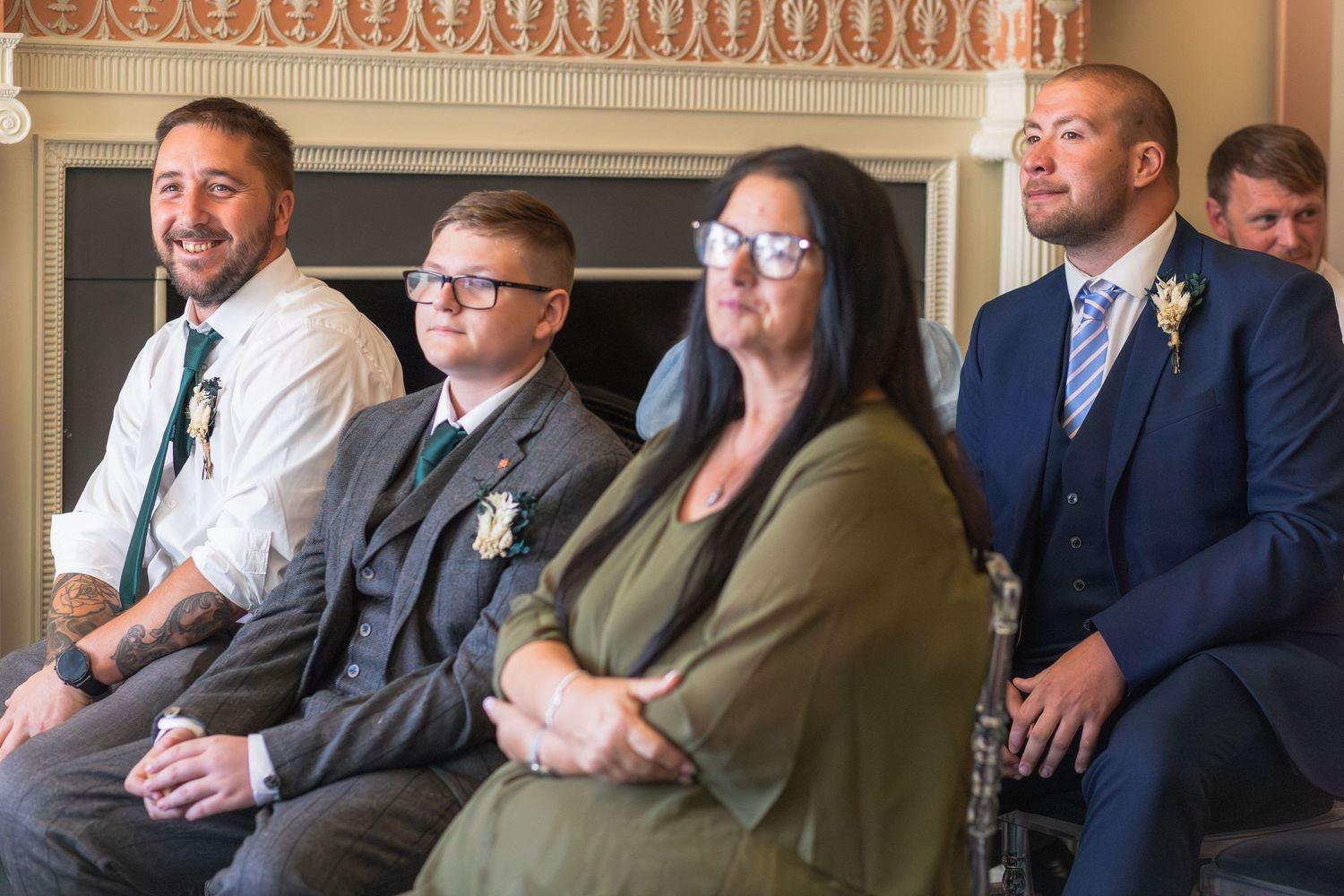 Wedding guests seated during the ceremony at Clifton Park Museum