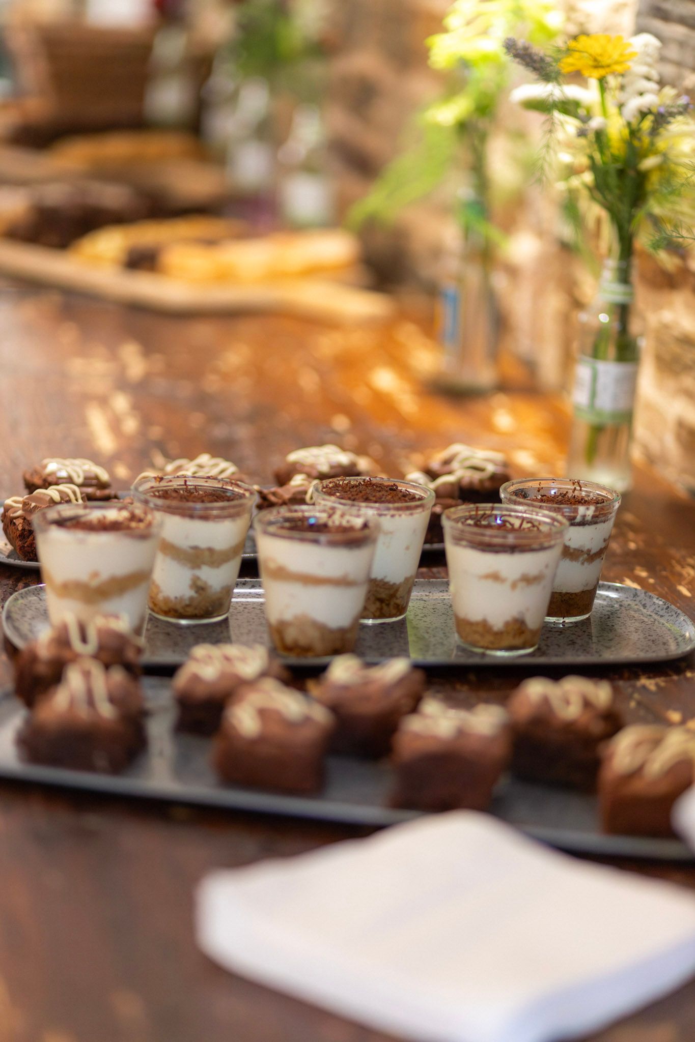 Wedding deserts on a distressed wooden table