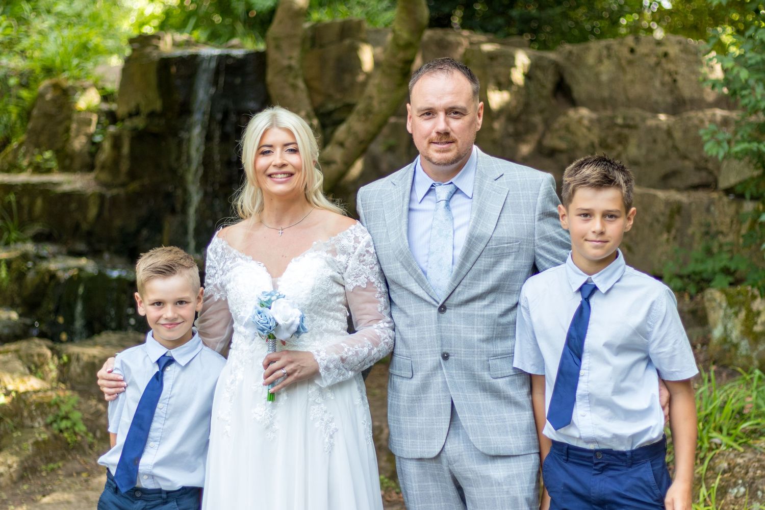 Bridge and groom with their children after Wedding
